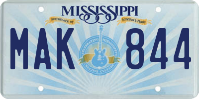 MS license plate MAK844