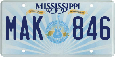MS license plate MAK846