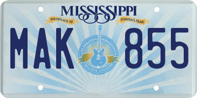MS license plate MAK855