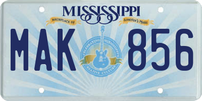 MS license plate MAK856