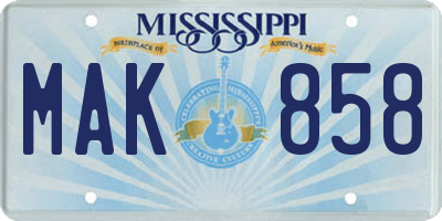 MS license plate MAK858