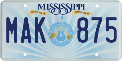 MS license plate MAK875