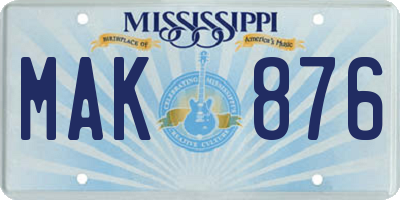 MS license plate MAK876