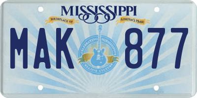 MS license plate MAK877