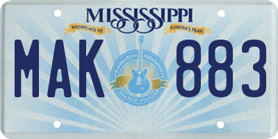 MS license plate MAK883
