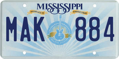 MS license plate MAK884