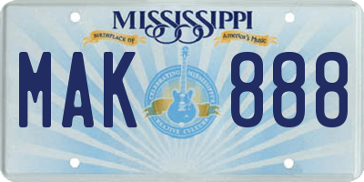 MS license plate MAK888