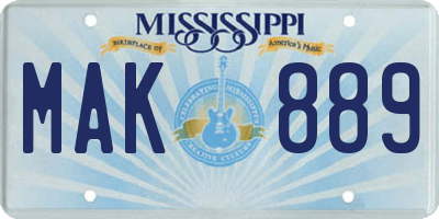 MS license plate MAK889