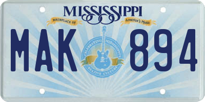 MS license plate MAK894