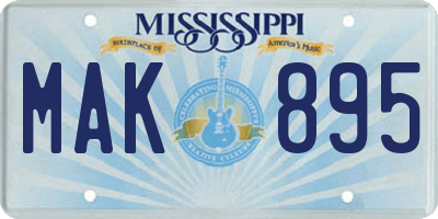 MS license plate MAK895