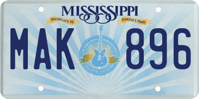MS license plate MAK896