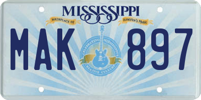 MS license plate MAK897