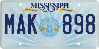 MS license plate MAK898