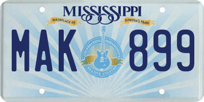 MS license plate MAK899