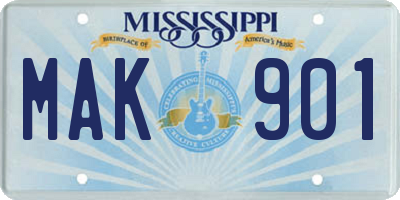 MS license plate MAK901