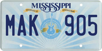 MS license plate MAK905