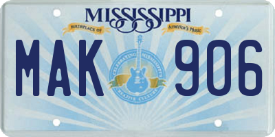 MS license plate MAK906
