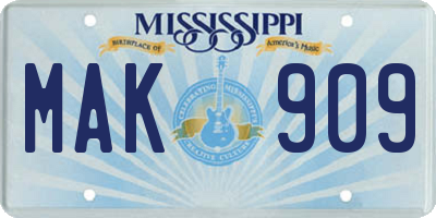 MS license plate MAK909