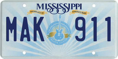 MS license plate MAK911