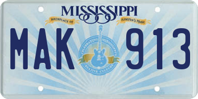 MS license plate MAK913