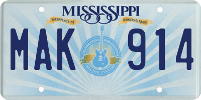 MS license plate MAK914