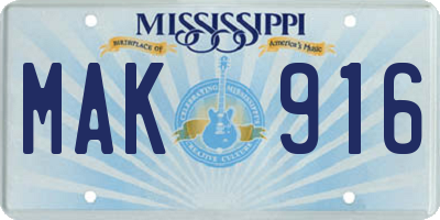 MS license plate MAK916
