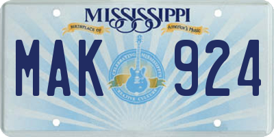 MS license plate MAK924