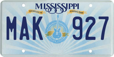 MS license plate MAK927