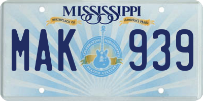 MS license plate MAK939