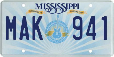 MS license plate MAK941