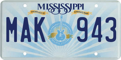 MS license plate MAK943
