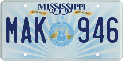 MS license plate MAK946
