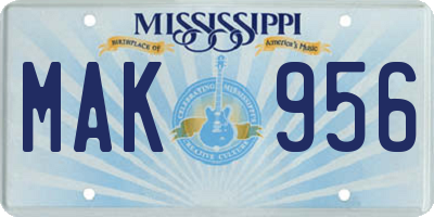 MS license plate MAK956