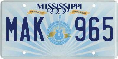 MS license plate MAK965