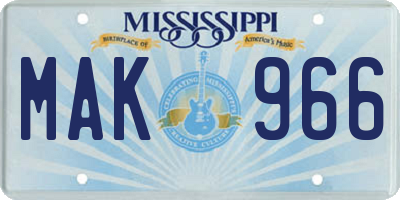 MS license plate MAK966