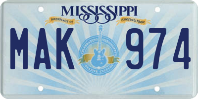 MS license plate MAK974