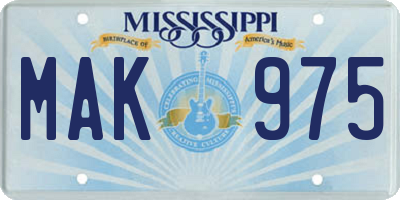 MS license plate MAK975