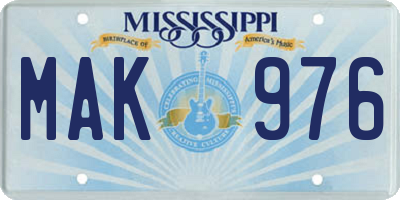 MS license plate MAK976