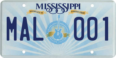 MS license plate MAL001
