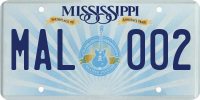 MS license plate MAL002
