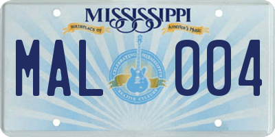 MS license plate MAL004