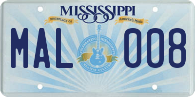 MS license plate MAL008