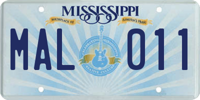 MS license plate MAL011