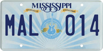 MS license plate MAL014