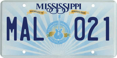 MS license plate MAL021