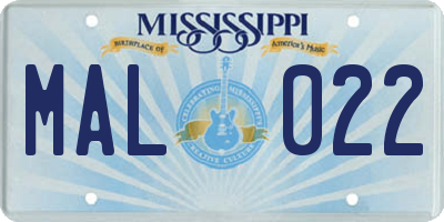 MS license plate MAL022