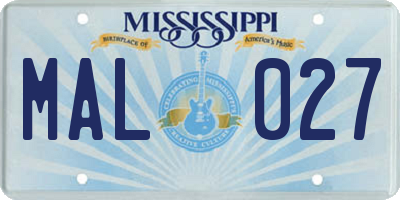 MS license plate MAL027