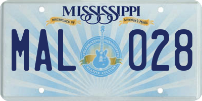 MS license plate MAL028