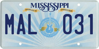 MS license plate MAL031