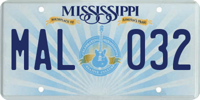 MS license plate MAL032
